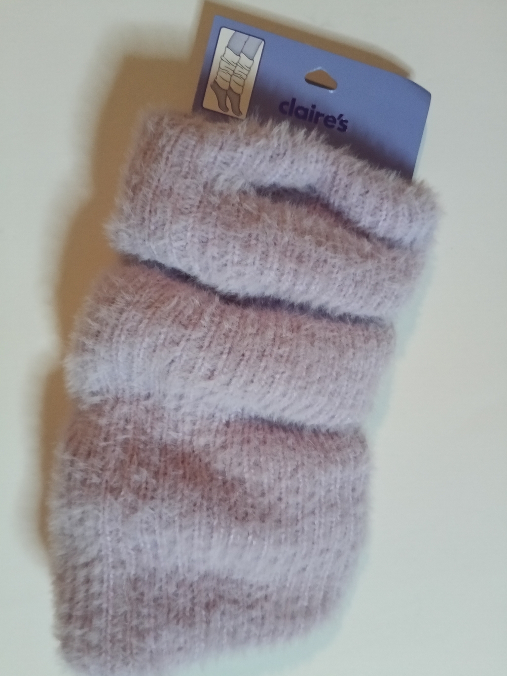 claire's Fuzzy Lavender Boot Cuffs